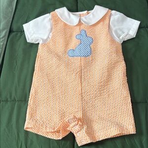 Petit Pomme Orange Baby Romper with Bunny Design , size 9 months